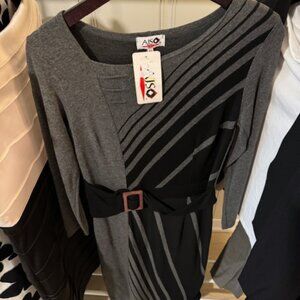 AJSO Collection dress knitted dress with decorative belt